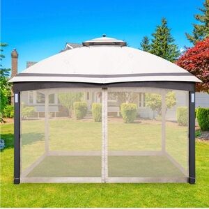 EasyLee Gazebo Universal Replacement Mosquito Netting 10x12,4-Panel Screen Walls